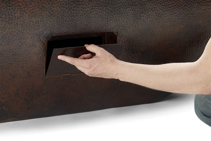 HPC Fire 47"x25" Phoenix Hammered Copper Gas Fire Bowl with Torpedo H-Burner