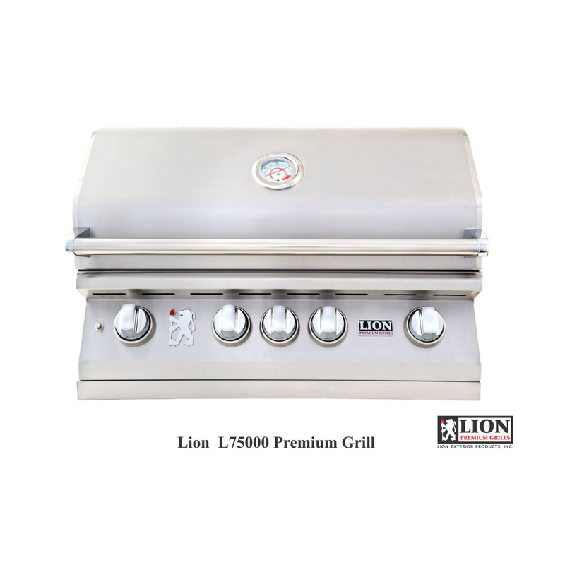 Lion Commercial Q 8 3/4-Foot BBQ Island With Gas Grill, Side Burner, Sink & Refrigerator