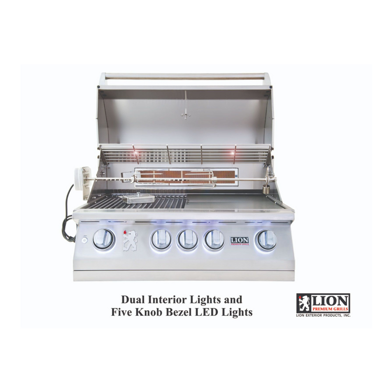 Lion Commercial Q 8 3/4-Foot BBQ Island With Gas Grill, Side Burner, Sink & Refrigerator