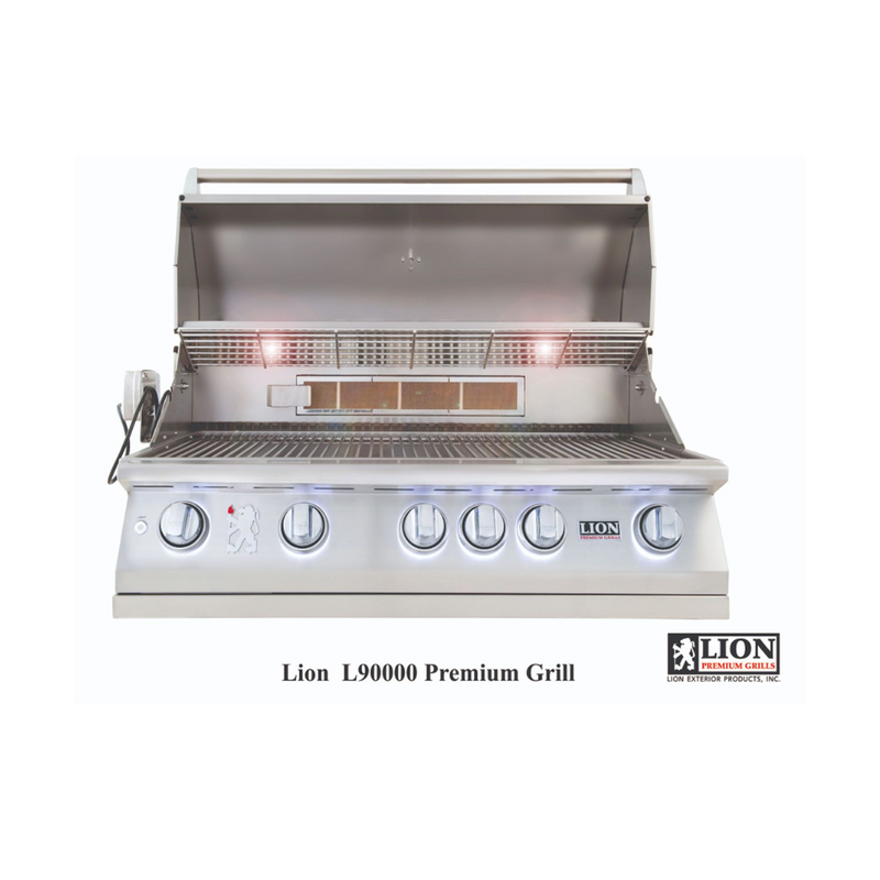 Lion Commercial Q 8 3/4-Foot BBQ Island With Gas Grill, Side Burner, Sink & Refrigerator