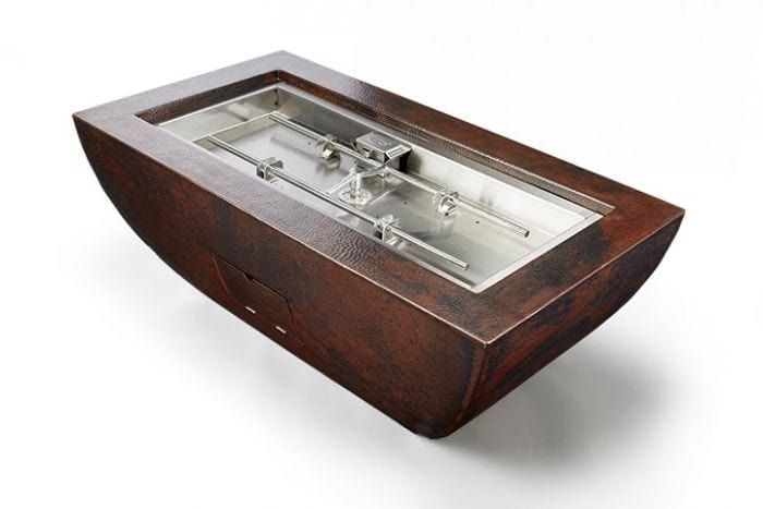 HPC Fire 47"x25" Phoenix Hammered Copper Gas Fire Bowl with Torpedo H-Burner